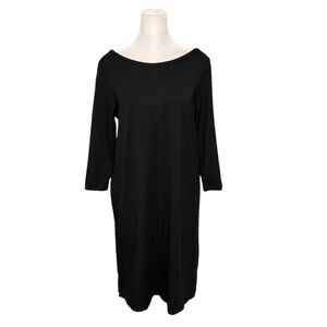 J. Jill Wearever Black Jersey 3/4 Sleeve Shift Dress Size Small Petite